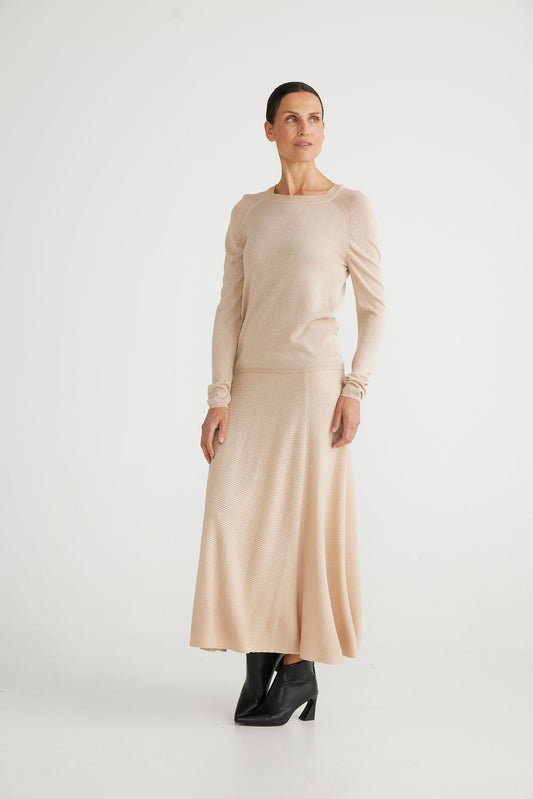 Brave and True Domenica Gathered Sleeve Knit - Champagne