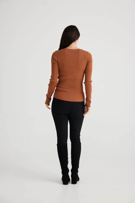 Brave and True Salsa Knit Top - Pecan