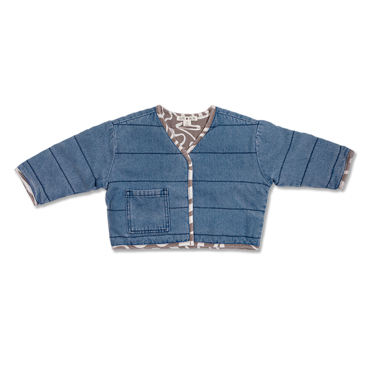 Grown Organic Washed Reversible Jacket - Ripple / Denim