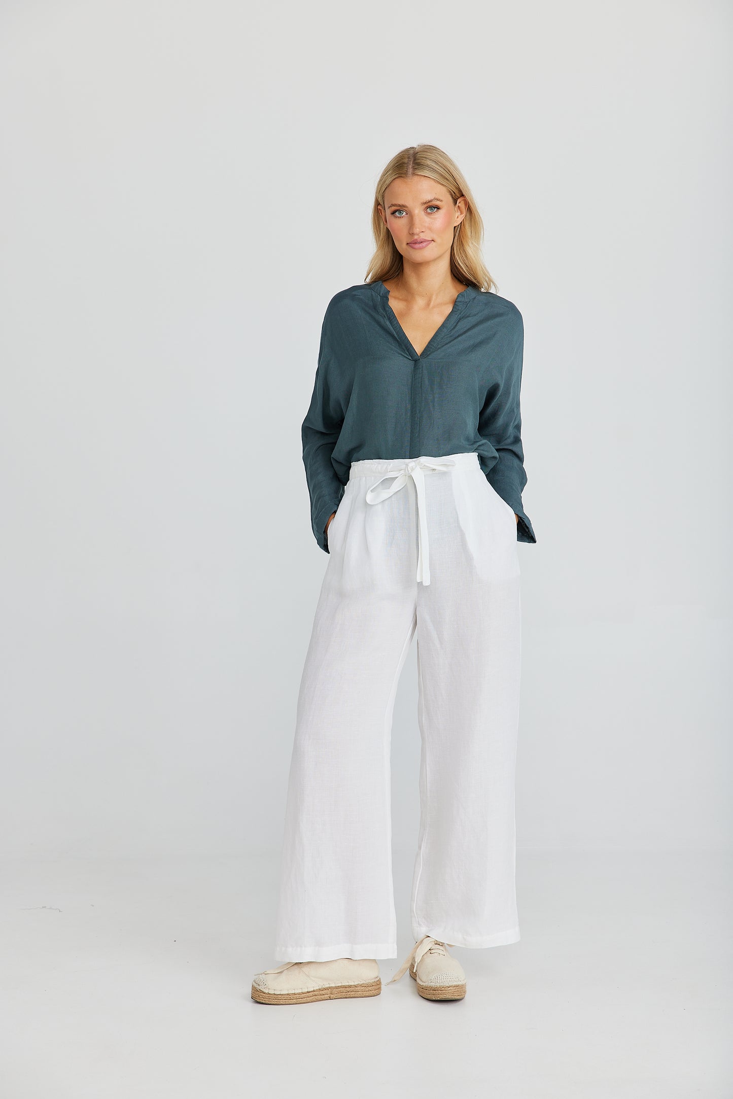 The Shanty Dickens Pants - White Linen