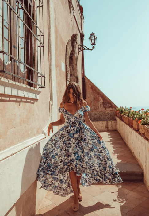 Raga Meet In Capri Faux Wrap Dress