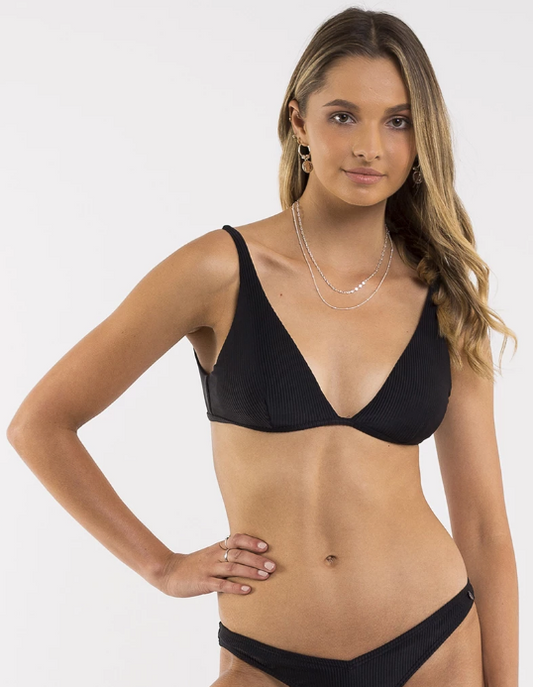 All About Eve Textured Rib Triangle Top - Black